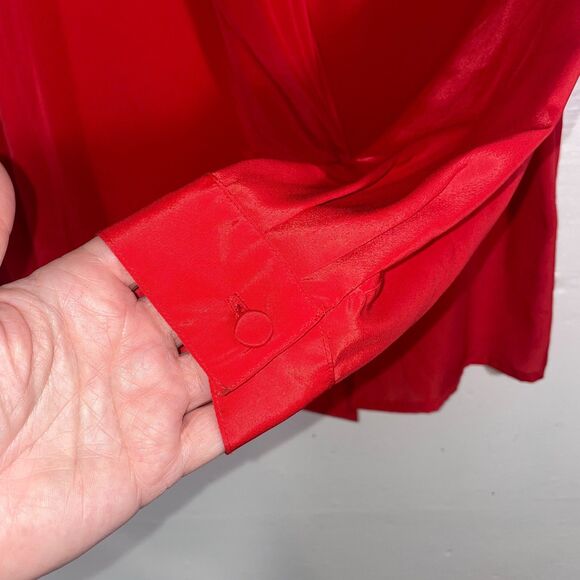 Vintage NWT Red Blouse Size 8 Silk-Like Double Breasted Lightweight Dead Stock - Picture 4 of 11